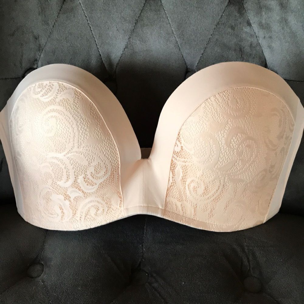 Delimira Lace Strapless Underwire Bra peach